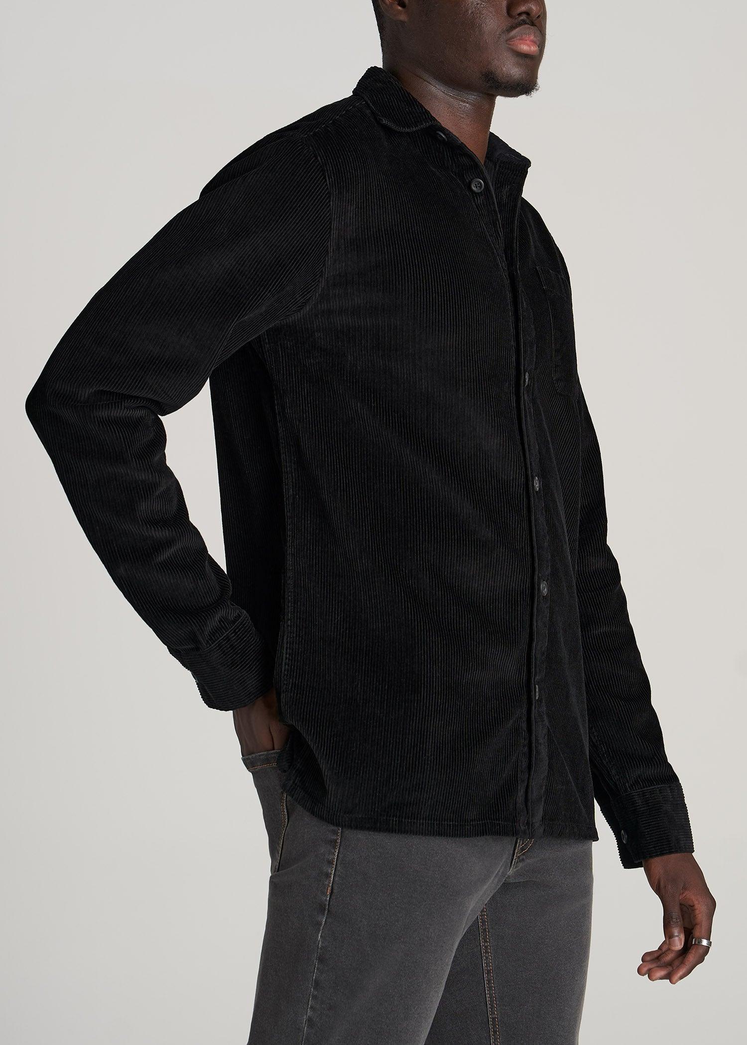 LJ&S Corduroy Overshirt for Tall Men in Black Product Image