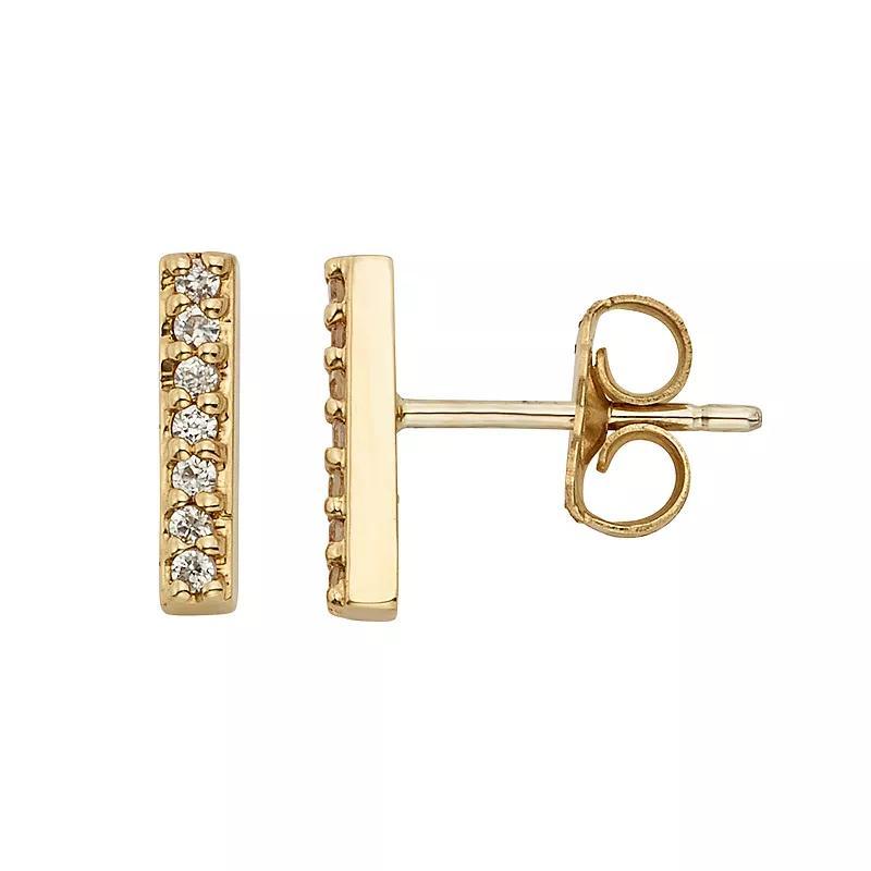 1/10 Carat T.W. Diamond 10k Gold Stick Stud Earrings, Women's, Yellow Product Image