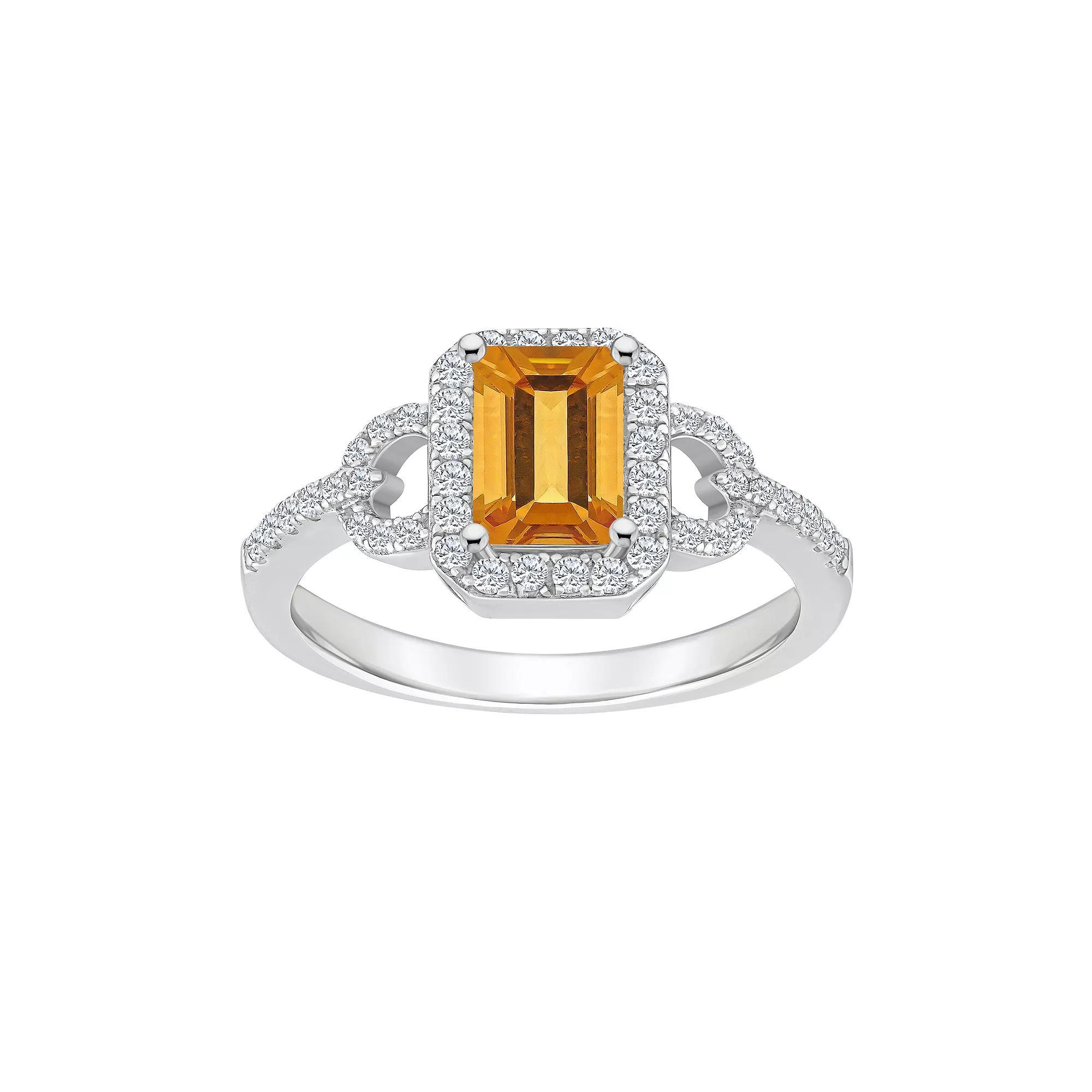 Celebration Gems Sterling Silver Citrine & White Topaz Accent Ring, Womens Product Image