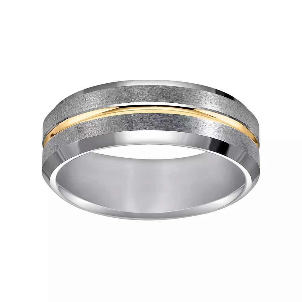 AXL Tungsten Carbide and Yellow Ion-Plated Tungsten Carbide Men's Wedding Band, Size: 13, White Product Image