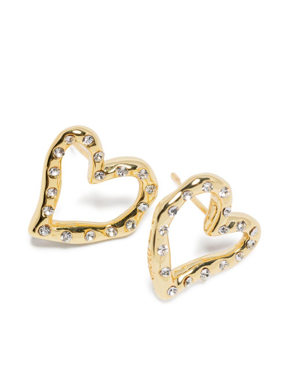 rhinestone-embellished heart-shaped earrings Product Image