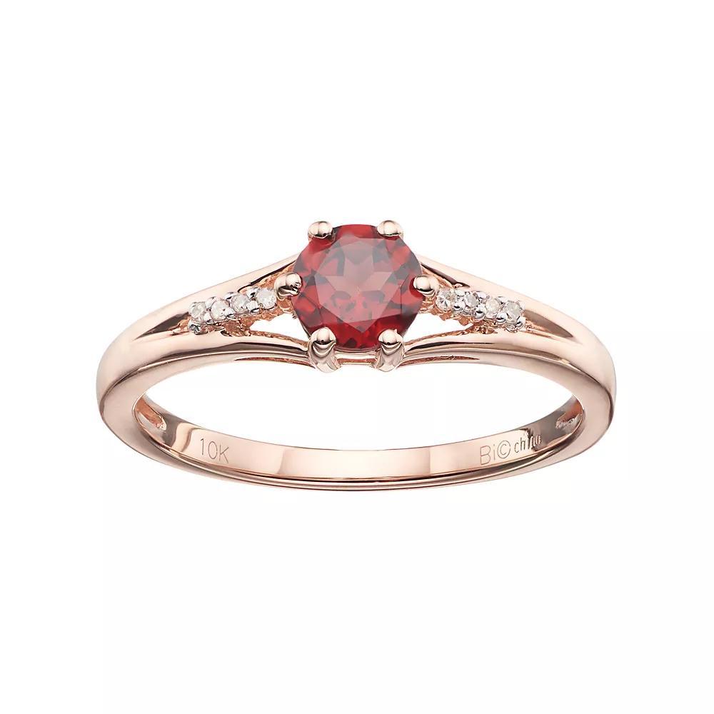Gemminded 10k Rose Gold Garnet & Diamond Accent Ring, Women's, Size: 7, Red Product Image