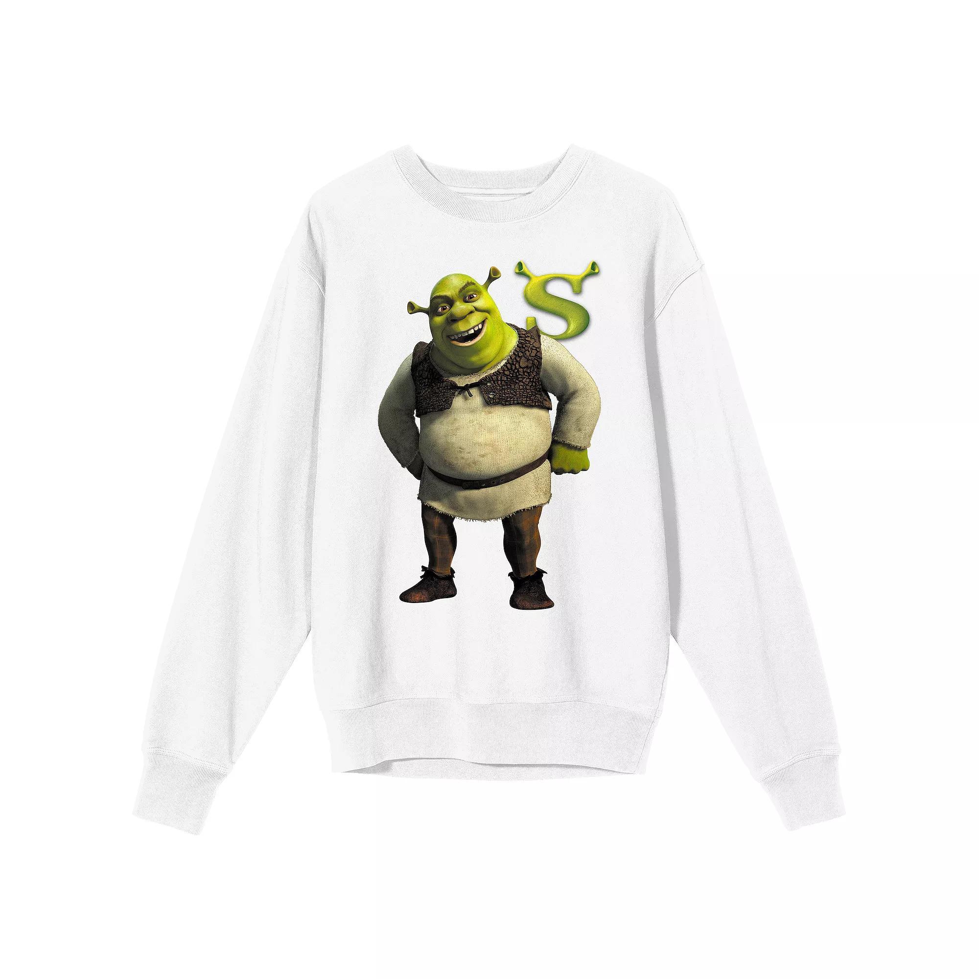 Men's Shrek Pose Long Sleeve Graphic Tee, Size: Large, White Product Image