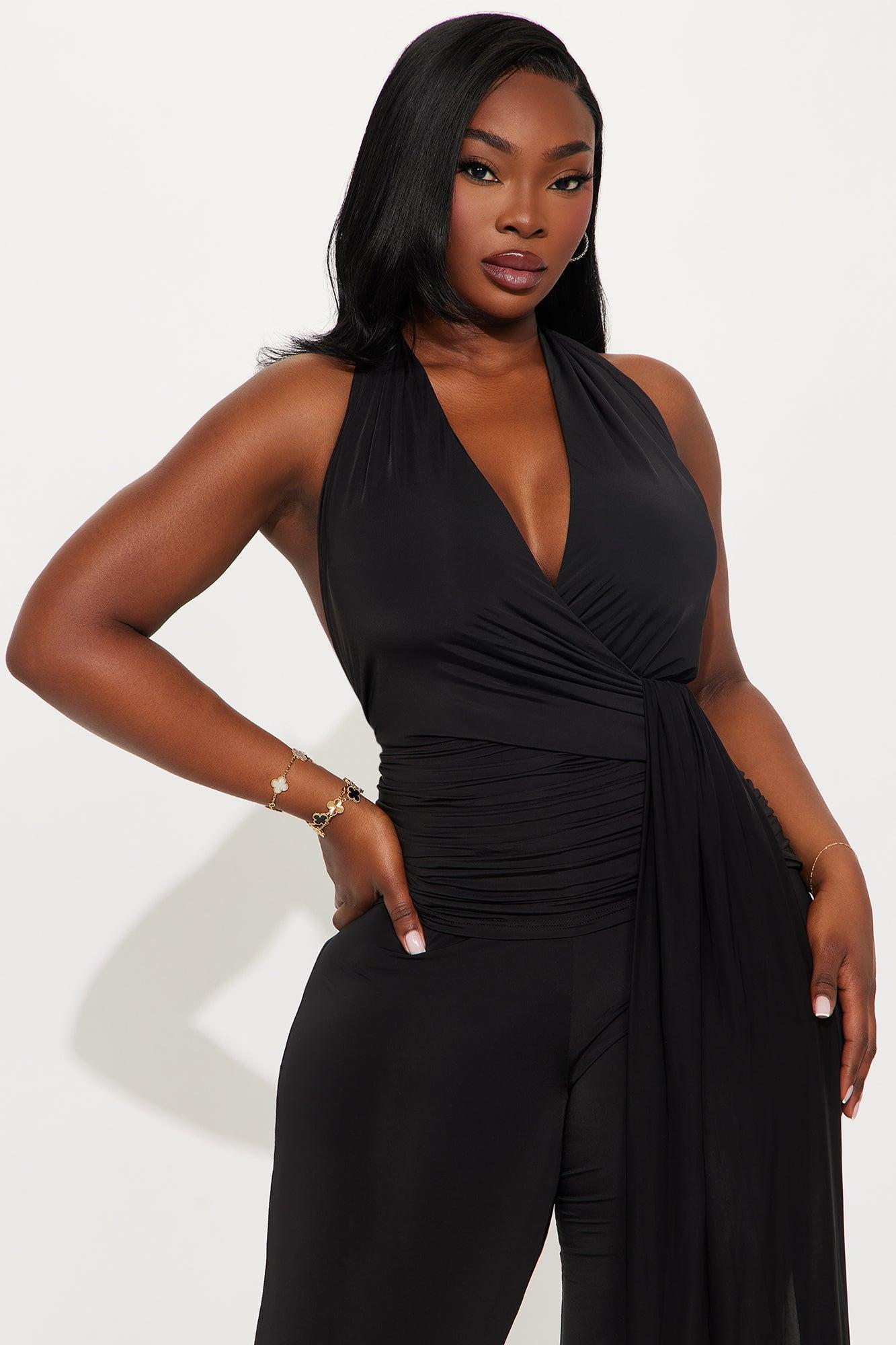 Swaying Palms Wide Leg Jumpsuit - Black Product Image