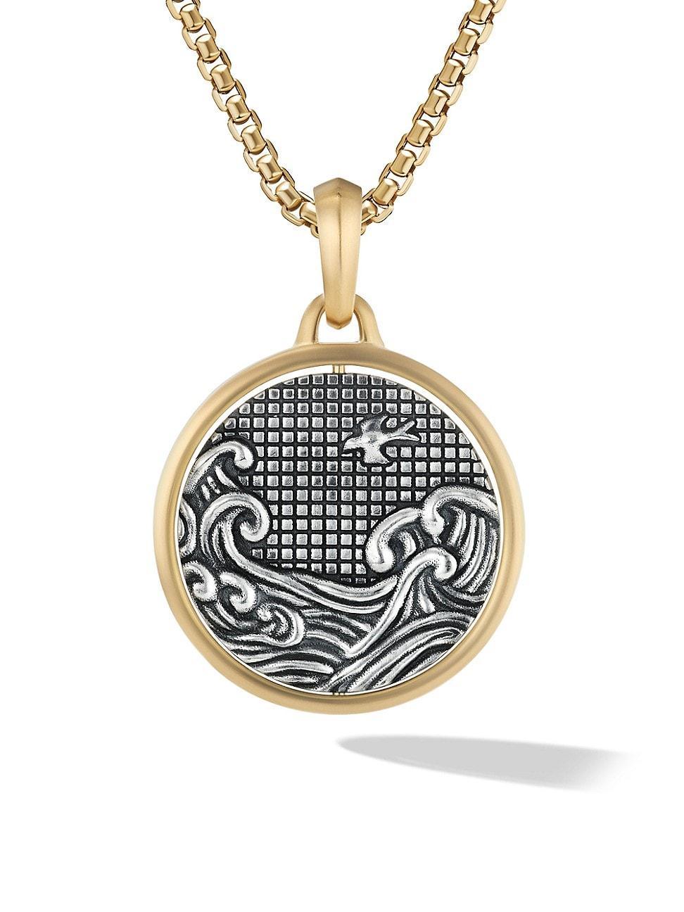 David Yurman Mens Water & Fire Duality Amulet in Sterling Silver with 18K Yellow Gold, 30mm Product Image