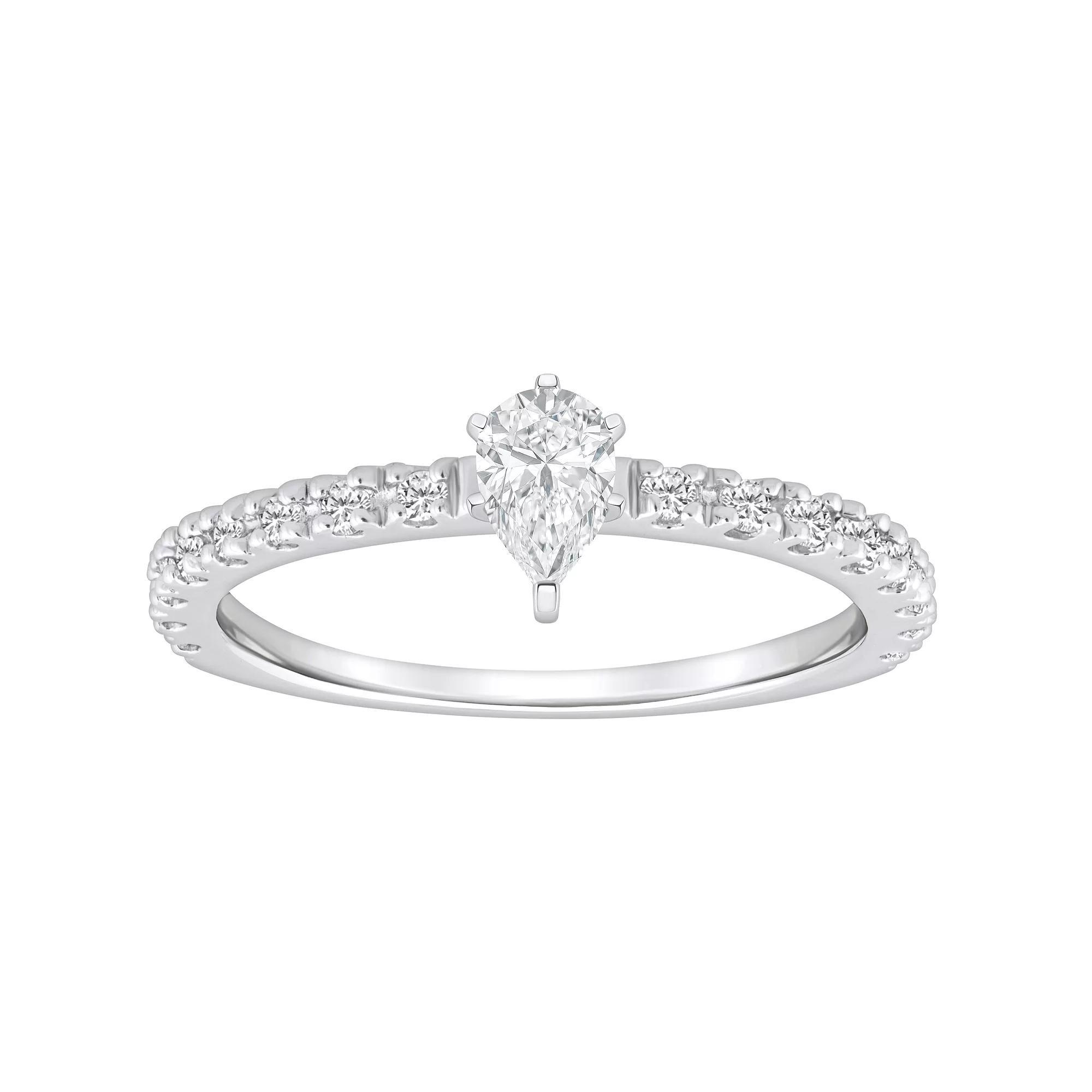 Alyson Layne 14k Gold 1/2 Carat T.W. Diamond Pear Shape Embellished Band Engagement Ring, Women's, Size: 5, 14k White Gold Product Image