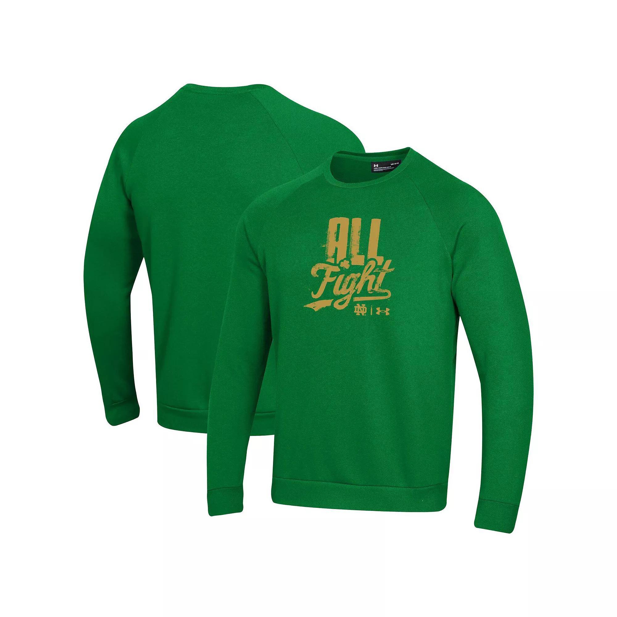 Men's Under Armour Kelly Green Notre Dame Fighting Irish 2024 Irish Wear Green All Fight Rival Fleece Pullover Sweatshirt, Size: XL Product Image