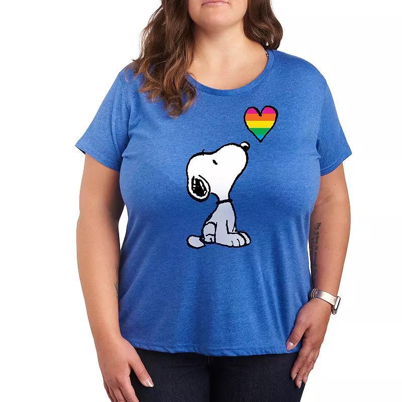 Plus Peanuts Snoopy Christmas Lights Graphic Tee, Womens Grey Gray Product Image