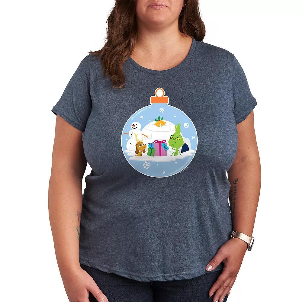 Plus Dr. Seuss Little Grinch Igloo Scene Graphic Tee, Womens Grey Heather Product Image