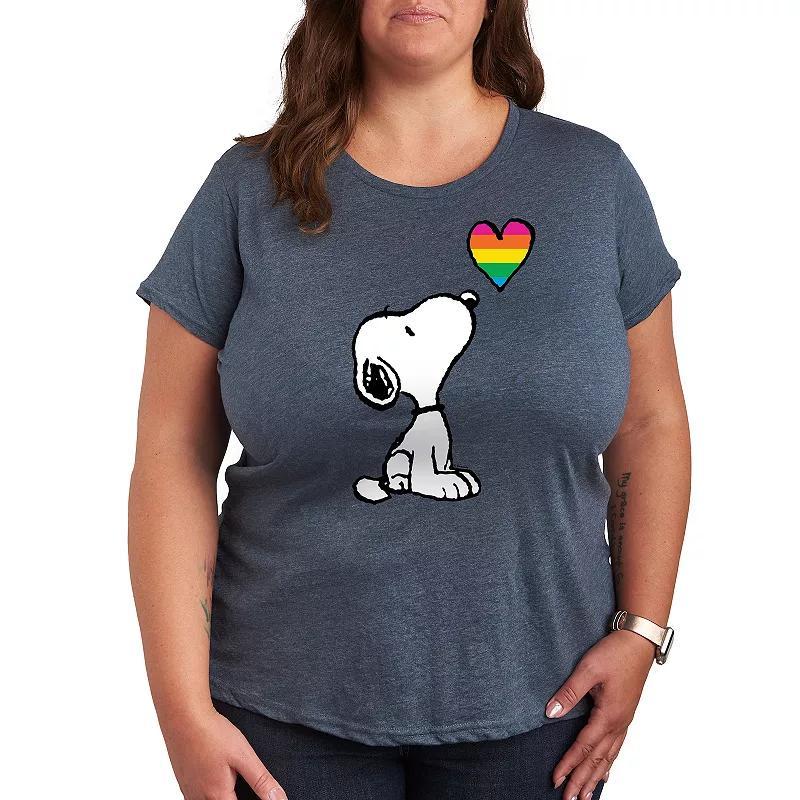Plus Peanuts Snoopy Christmas Lights Graphic Tee, Womens Grey Gray Product Image