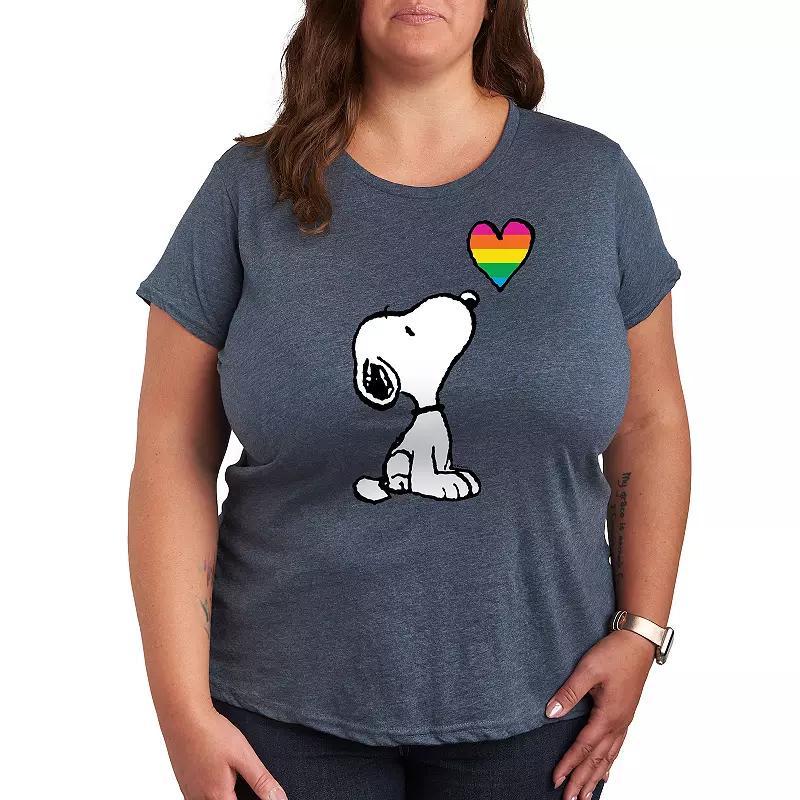 Plus Peanuts Snoopy Christmas Lights Graphic Tee, Womens Grey Gray Product Image