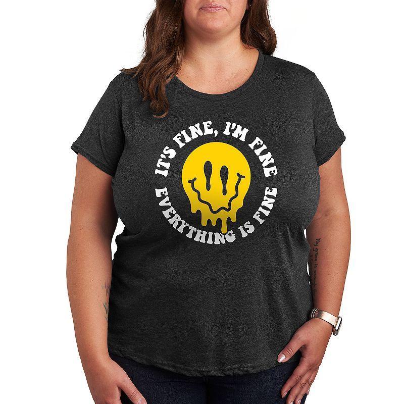 Womens Everything Is Fine Melted Smile Graphic Tee Heather Grey Product Image