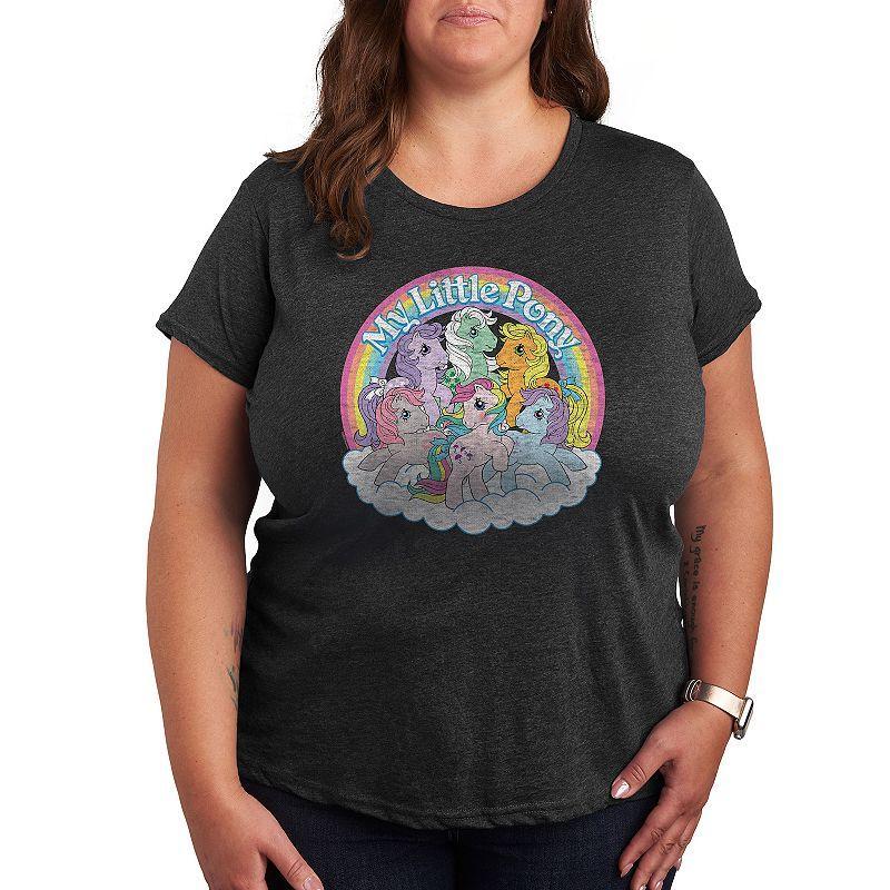 Plus My Little Pony Retro Group Graphic Tee, Womens Heather Grey Product Image