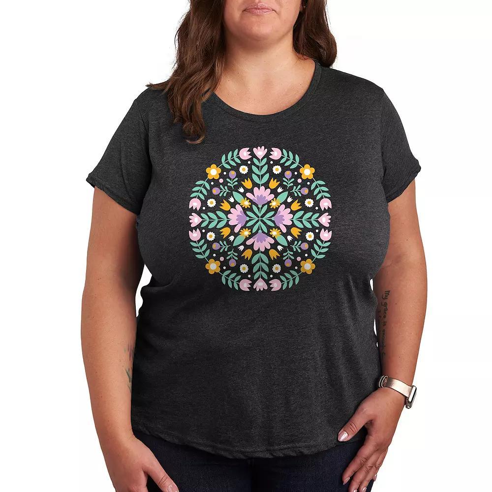 Plus Scandinavian Decorative Graphic Tee, Womens Heather Grey Product Image
