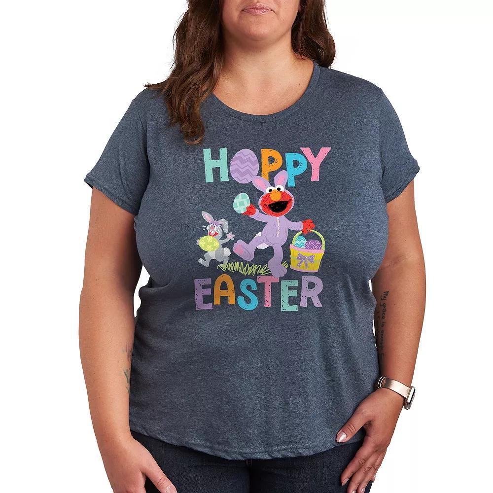 Plus Sesame Street Hoppy Easter Graphic Tee, Womens Heather Grey Product Image