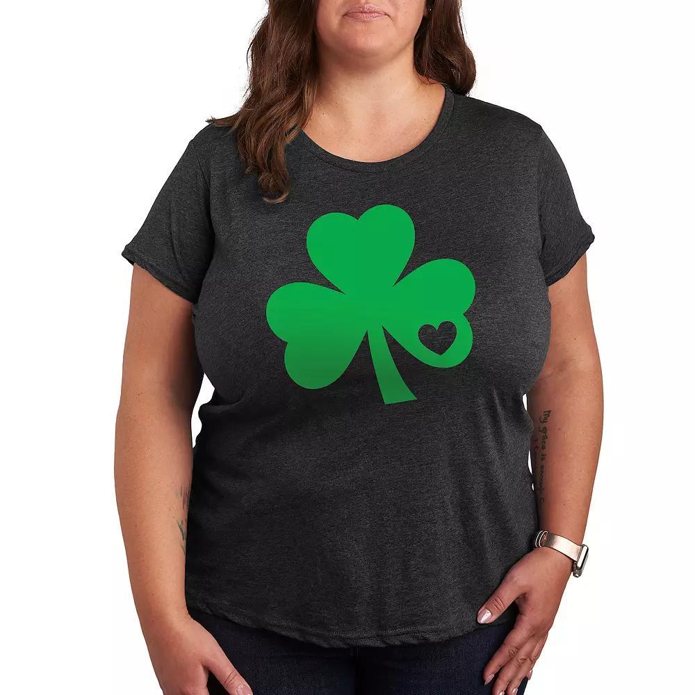 Plus Shamrock Punch Out Graphic Tee, Women's, Size: 3XL, Heather Grey Product Image