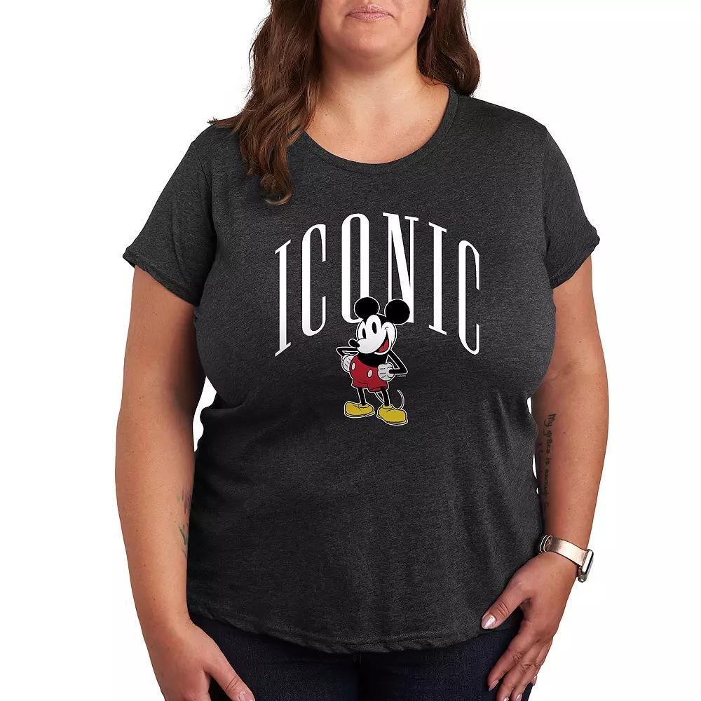Plus Lucky Script Four Leaf Clover Graphic Tee, Womens Heather Grey Gray Product Image