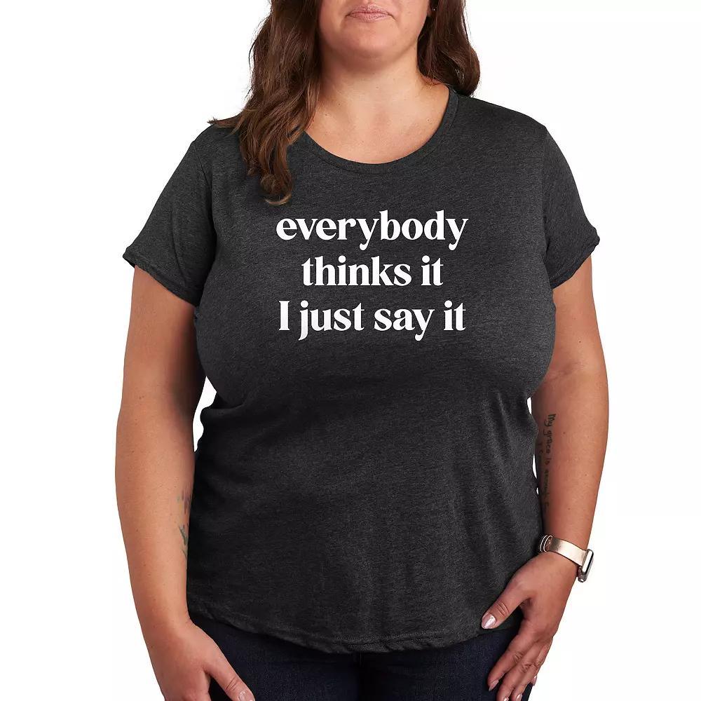 Womens Everybody Thinks It Graphic Tee, Girls Heather Grey Product Image
