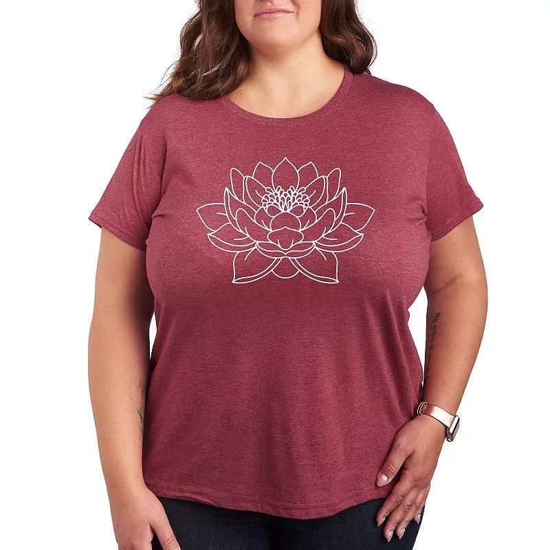 Plus Dandelion Heart Graphic Tee, Womens Grey Dark Red Product Image