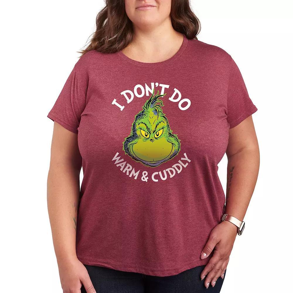 Plus Dr. Seuss The Grinch Dont Do Warm Cuddly Graphic Tee, Womens Grey Blue Product Image