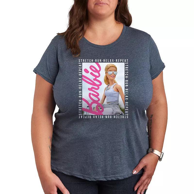 Plus Barbie Stretch Run Relax Repeat Graphic Tee, Womens Product Image