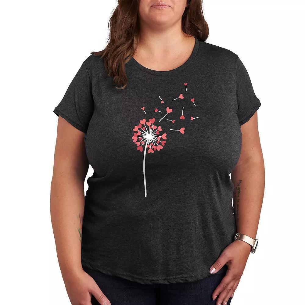 Plus Shamrock Hearts Line Art Graphic Tee, Womens Heather Grey Product Image