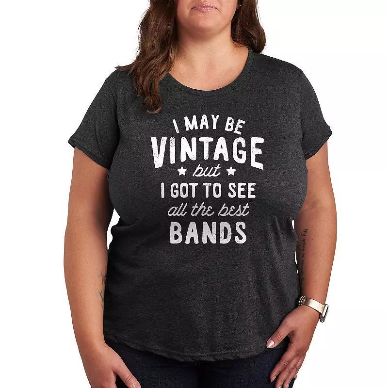 Plus I May Be Vintage Best Bands Graphic Tee, Womens Heather Grey Product Image