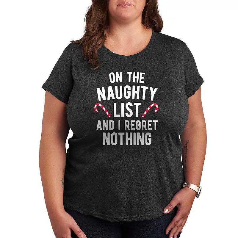 Plus Dr. Seuss The Grinch Naughty List Graphic Tee, Women's, Size: 1XL, Heather Grey Product Image