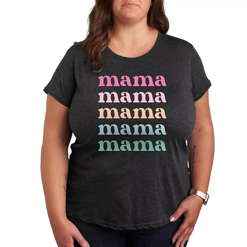 Plus Colorful Stacked Mama Graphic Tee, Womens Product Image