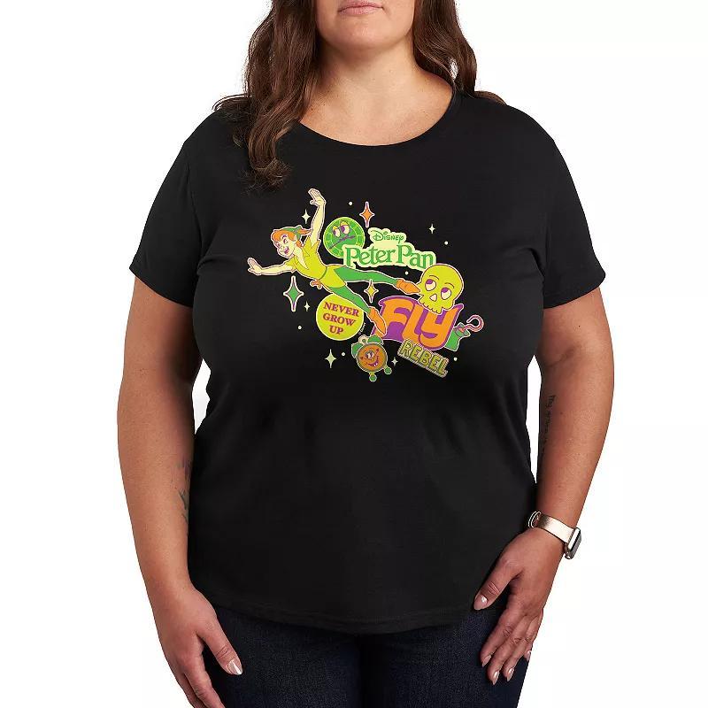Disneys Peter Pan Plus Stickers Graphic Tee, Womens Blue Product Image