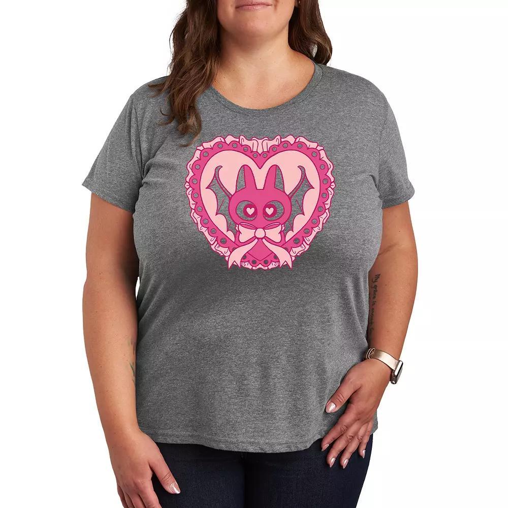 Plus Size Bat Cat Coquette Graphic Tee, Womens Blue Product Image