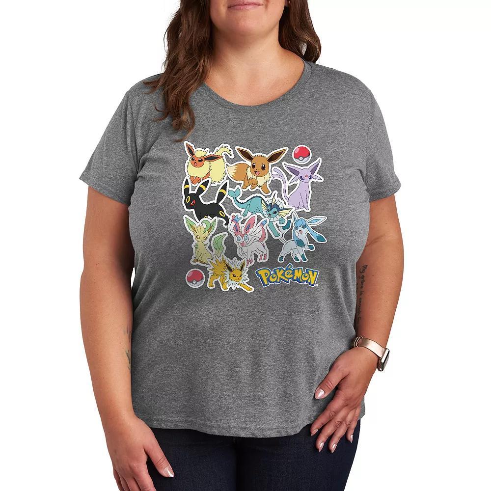 Womens Pokemon Eeveelution Stickers Tee Grey Blue Product Image