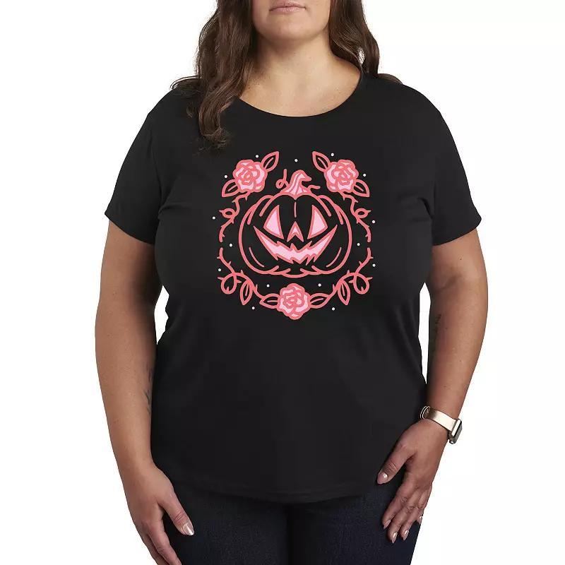 Plus Size Coquette Pumpkin Rose Graphic Tee, Womens Product Image