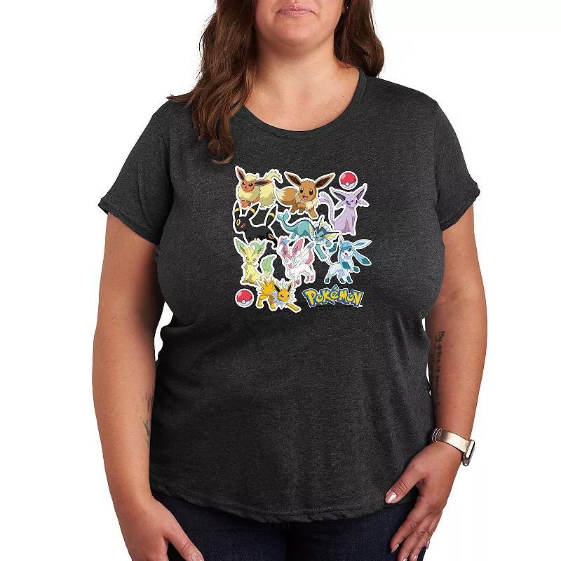 Womens Pokemon Eeveelution Stickers Tee Grey Blue Product Image