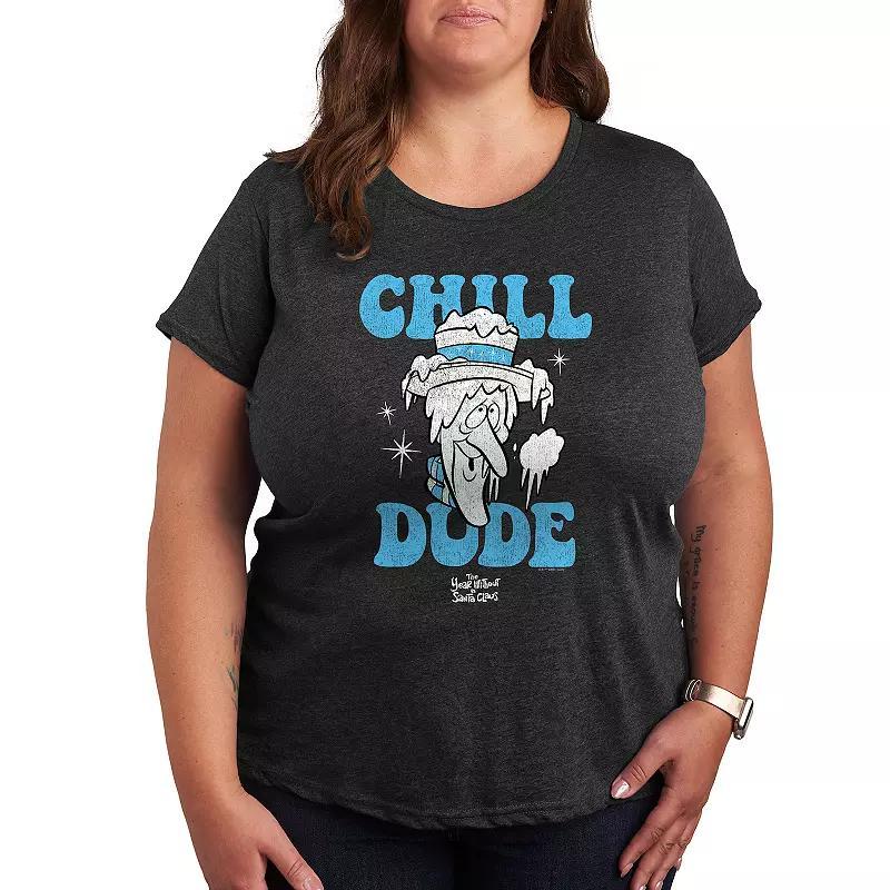 Plus The Year Without Santa Claus Snow Miser Chill Dude Graphic Tee, Womens Heather Grey Product Image