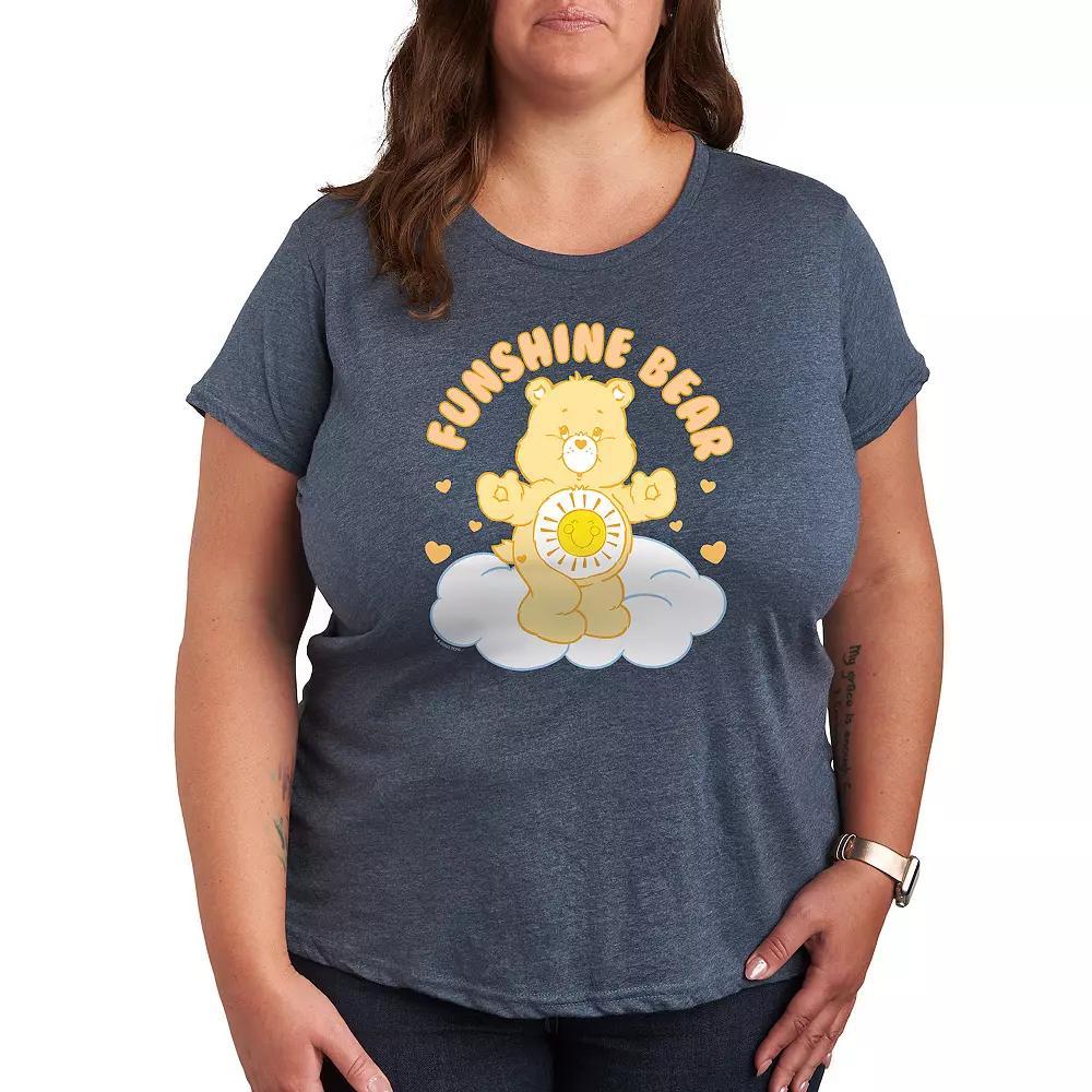Plus Care Bears Funshine Bear Graphic Tee, Womens Grey Royal Blue Product Image