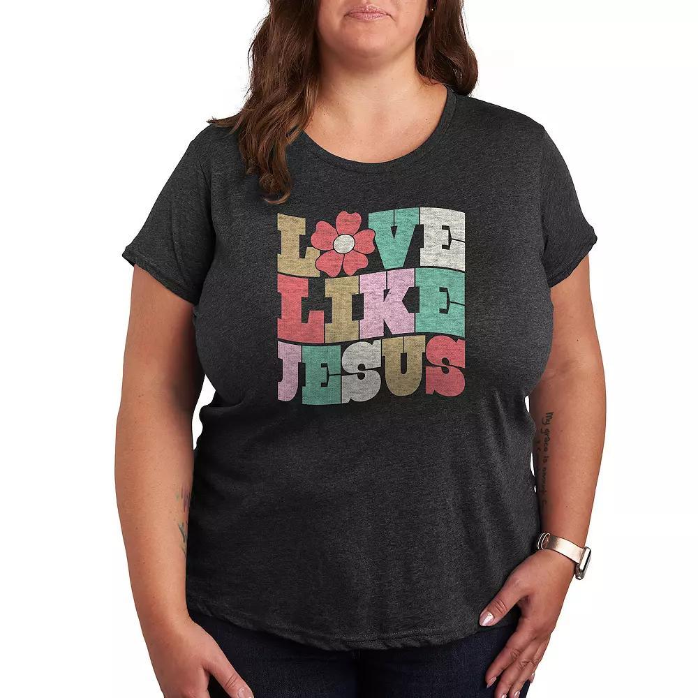 Plus Love Like Jesus Graphic Tee, Womens Heather Grey Product Image