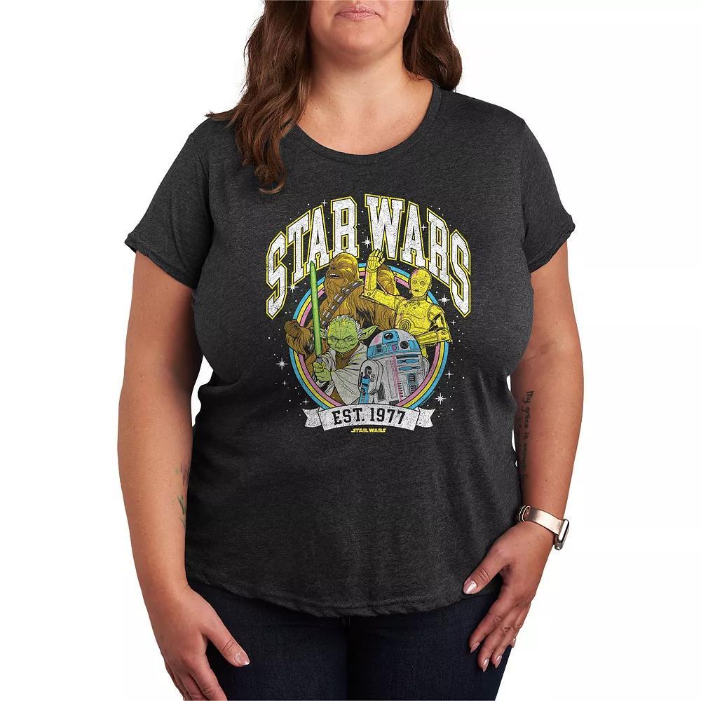 Plus Size Star Wars Retro Collegiate Graphic Tee, Womens Heather Grey Product Image