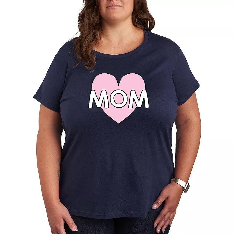 Plus Mom Heart Graphic Tee, Womens Grey Gray Product Image