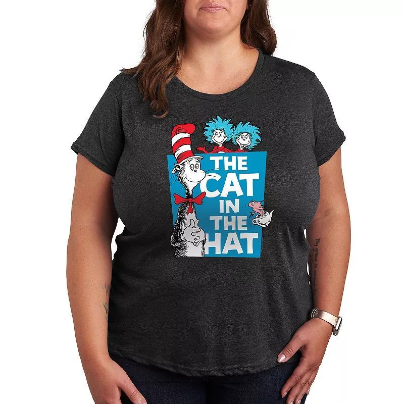 Plus Dr. Seuss Cat In The Hat Graphic Tee, Womens Grey Gray Product Image
