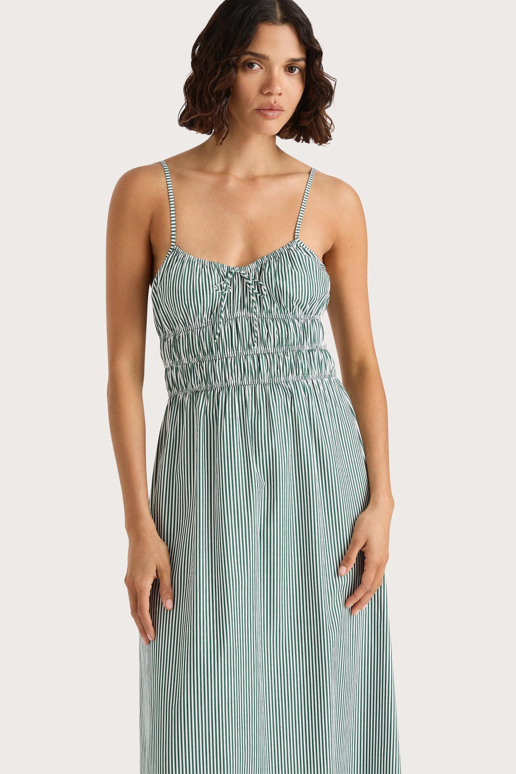 Marianne Midi Dress Green Stripe Product Image