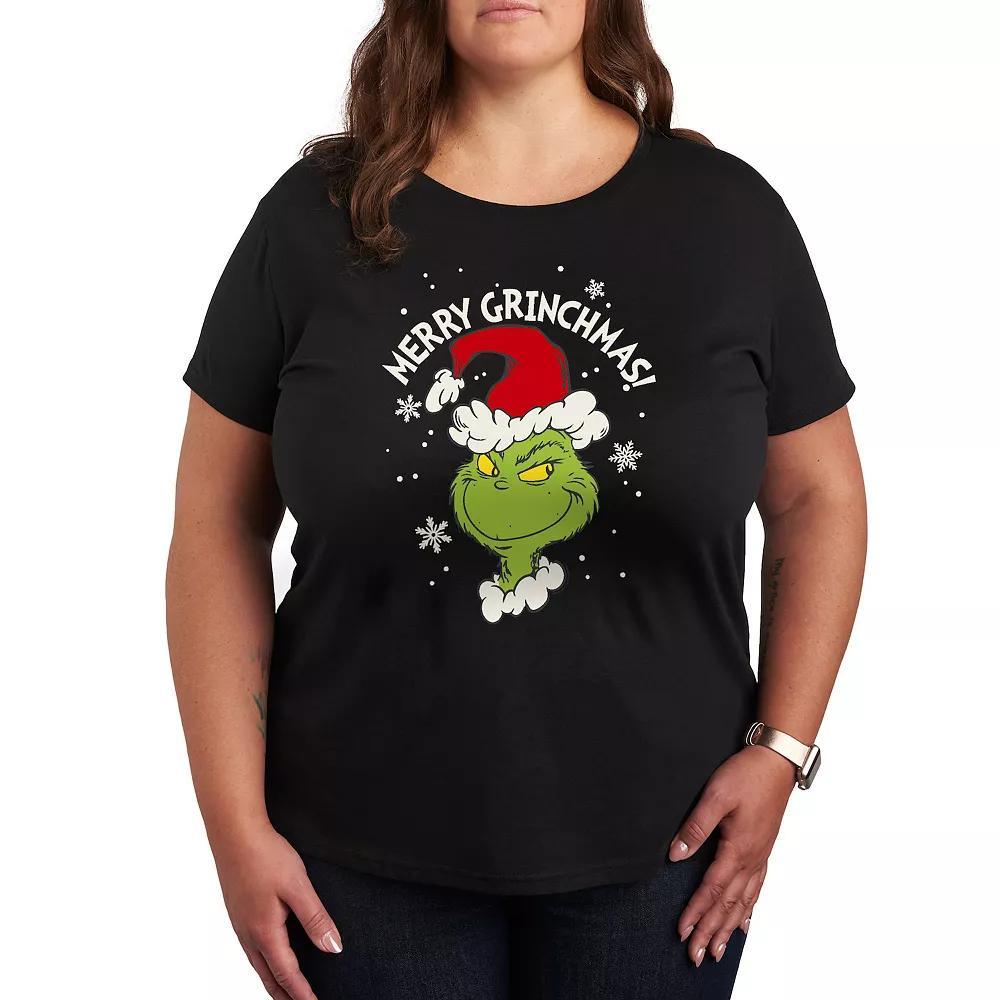 Plus Dr. Seuss The Grinch Merry Grinchmas Graphic Tee, Womens Grey Blue Product Image