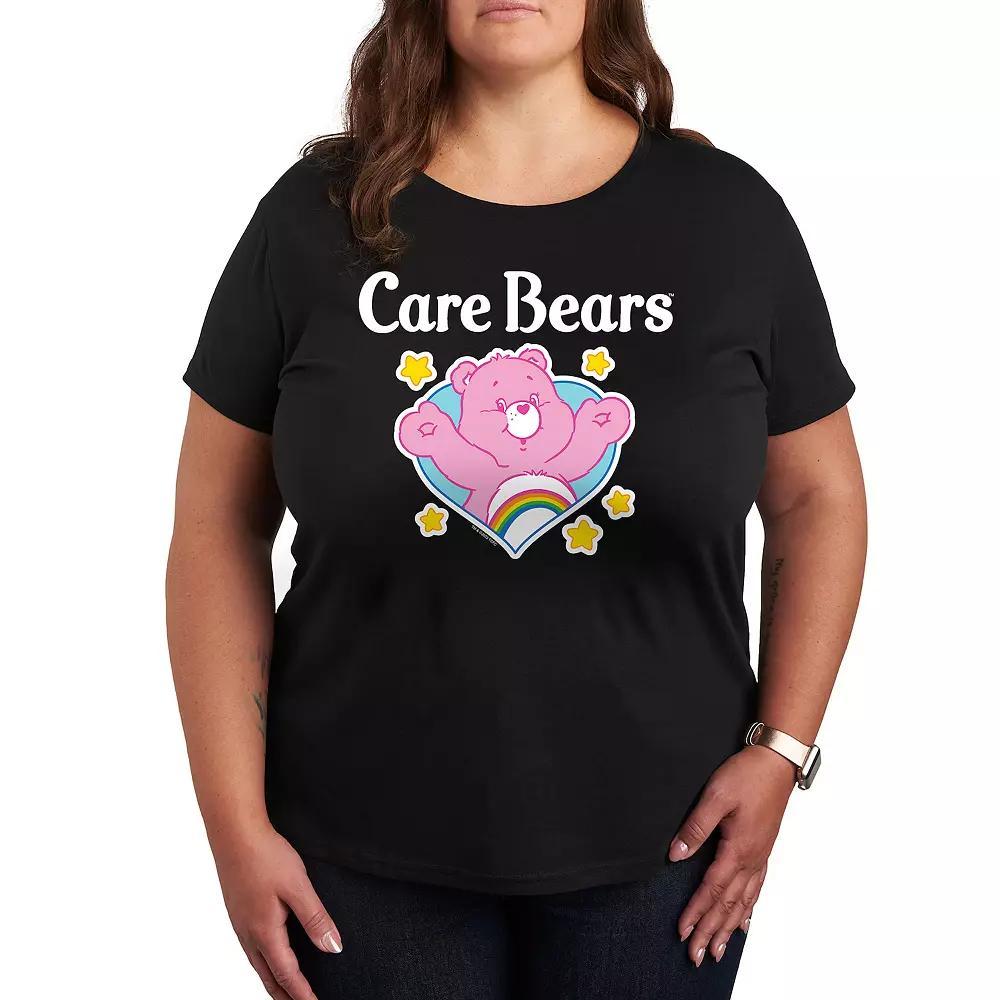 Plus Care Bears Logo Cheer Heart Graphic Tee, Womens Heather Grey Product Image