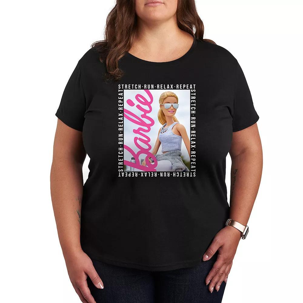 Plus Barbie Stretch Run Relax Repeat Graphic Tee, Womens Product Image