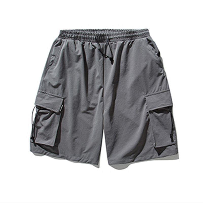 High Waist Plain Wide Leg Cargo Shorts Product Image