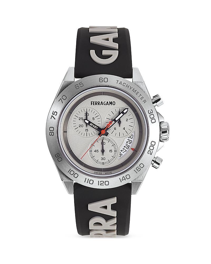 Salvatore Ferragamo Mens Urban Quartz Chronograph Two Tone Black Silicone Strap Watch Product Image