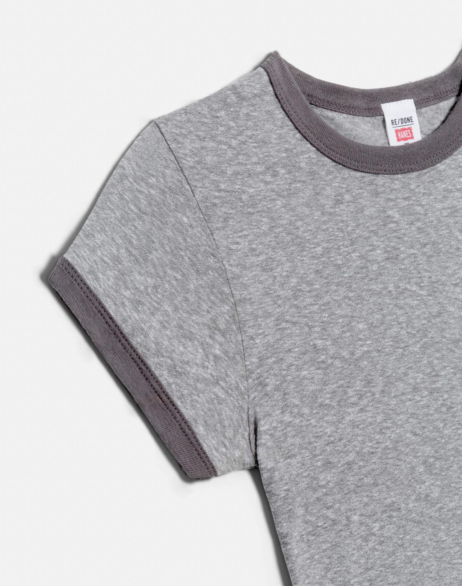 Hanes 60s Slim Ringer Tee - Grey and Grey Product Image