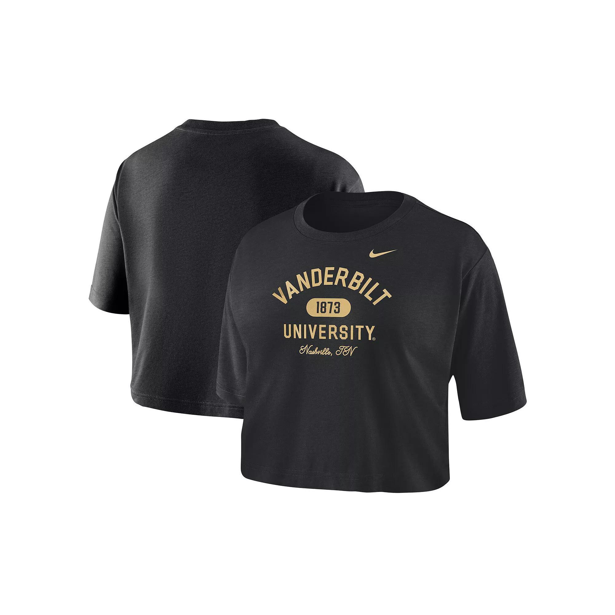 Women's Nike Black Vanderbilt Commodores Cropped T-Shirt, Size: Large Product Image