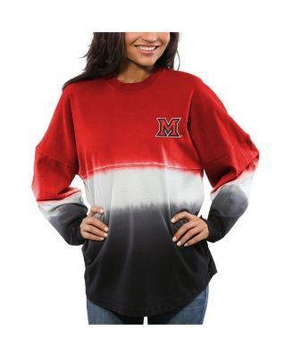 Women's Red Miami University RedHawks Ombre Long Sleeve Dip-Dyed Spirit Jersey, Size: XL, Moh Red Product Image