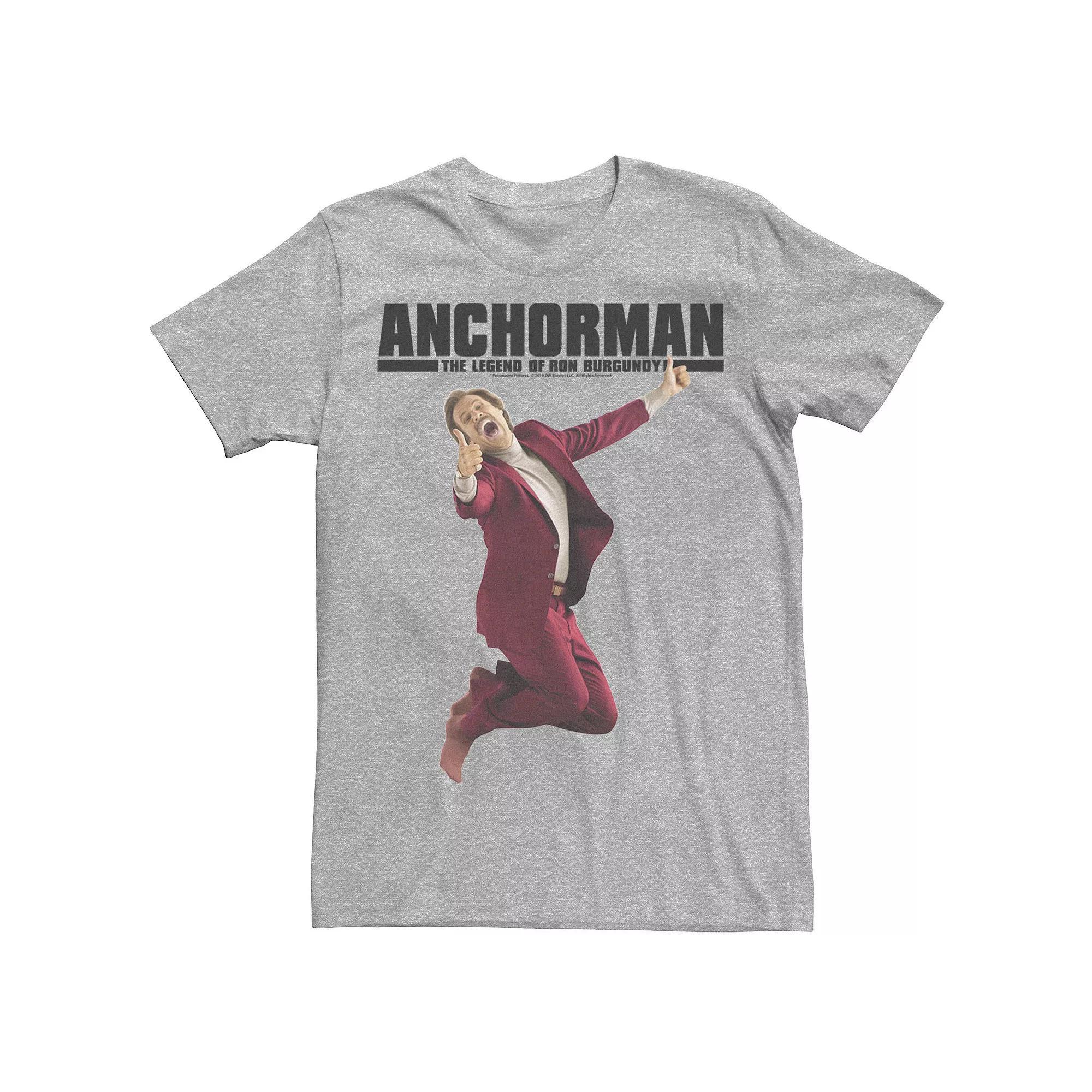 Men's Anchorman Ron Burgundy Jumping Portrait Tee, Size: XL, Athletic Grey Product Image